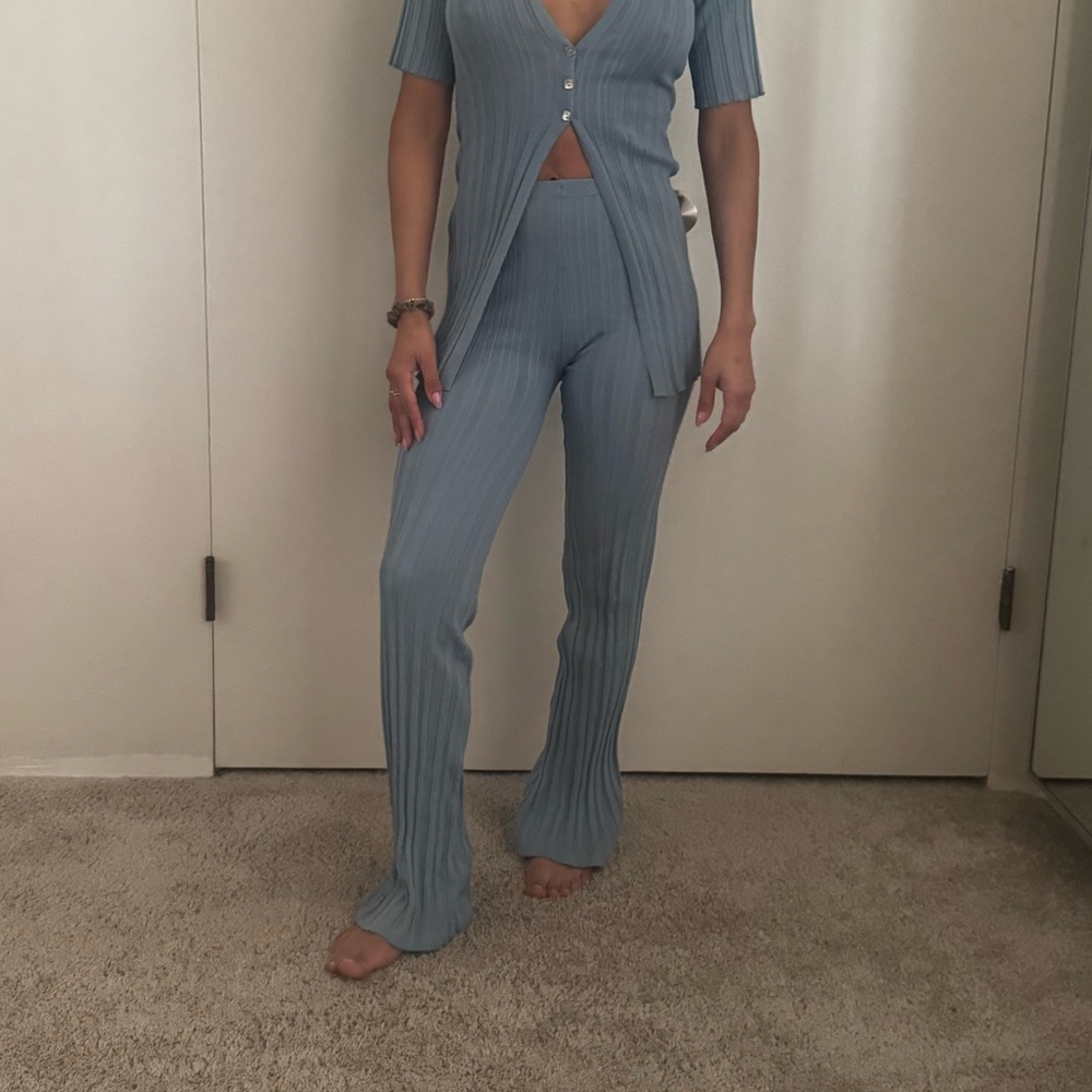 The Line by K Blue Ribbed Boot Cut Pants Medium